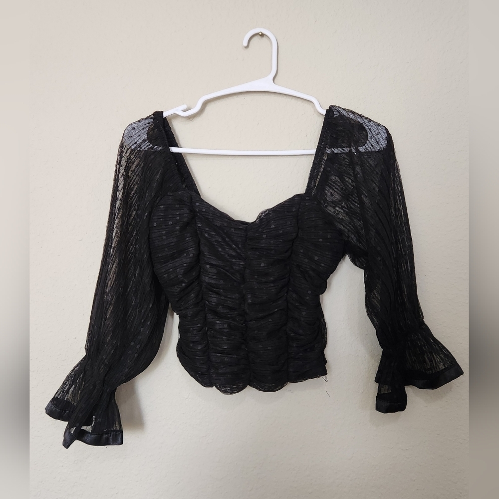 Haute Monde Black Lace Crop Top Size Xs